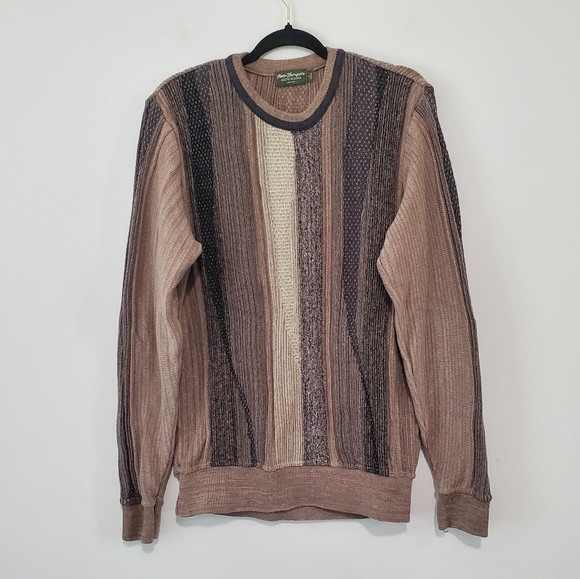 Norm Thompson Other - Vintage Large Woven Texture Stripe Cotton Cozy Grandpa Core Oversized Sweater